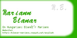 mariann blanar business card